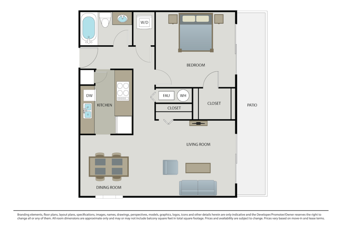 Floorplan diagram for Cinnamon, showing 1 bedroom