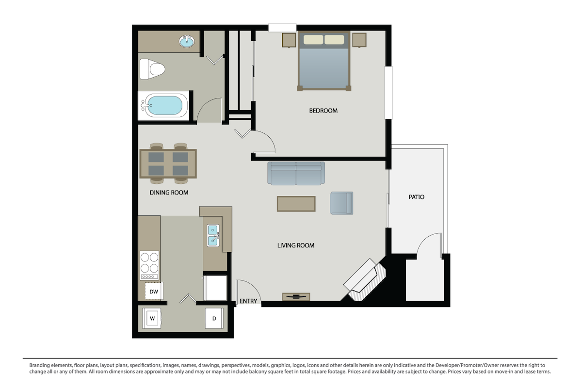 Floorplan diagram for Plan 1A, showing 1 bedroom