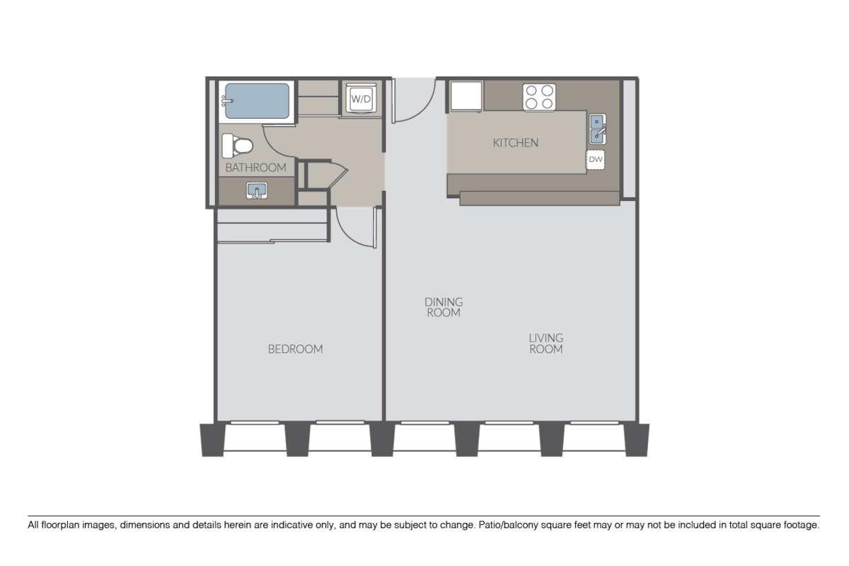 Floorplan diagram for Figueroa, showing 1 bedroom