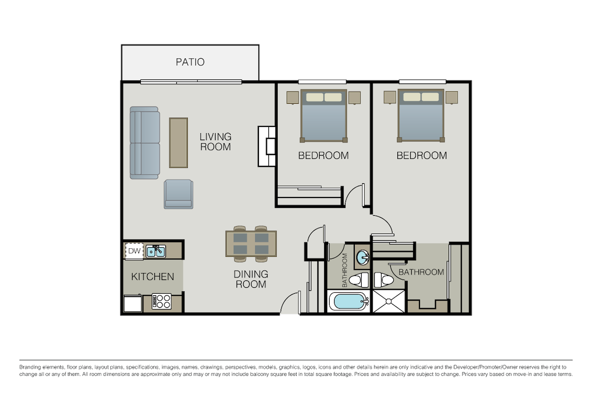 Floorplan diagram for Plan 2A, showing 2 bedroom