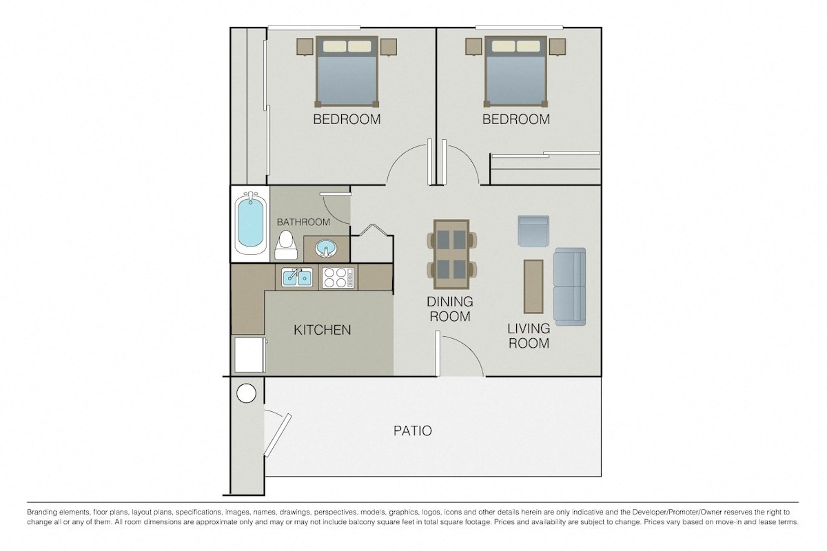 Floorplan diagram for Plan 2A, showing 2 bedroom