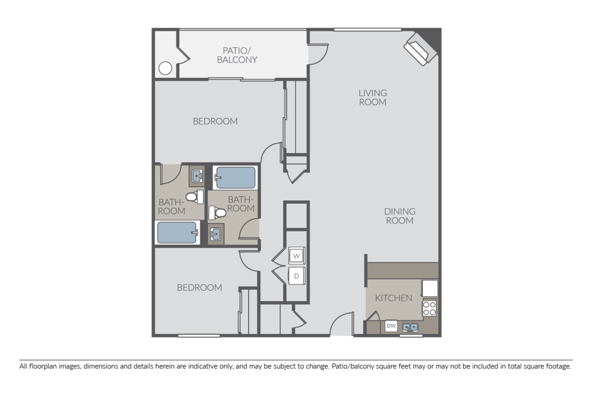 Floorplan diagram for Plan 2D, showing 2 bedroom