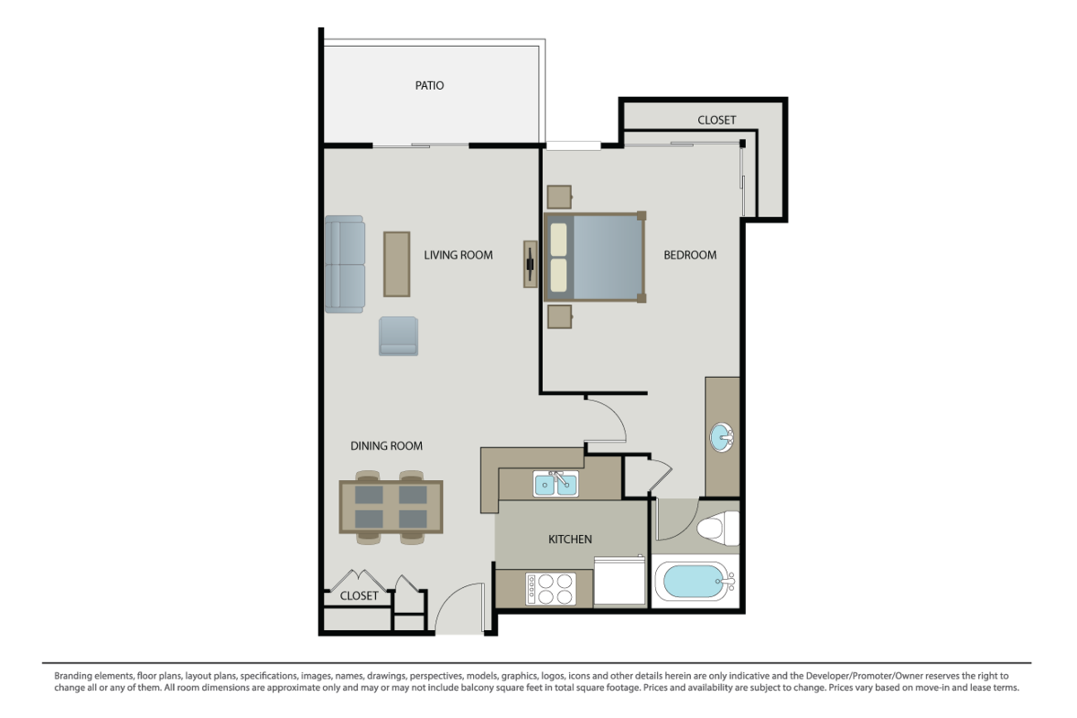 Floorplan diagram for Sycamore, showing 1 bedroom