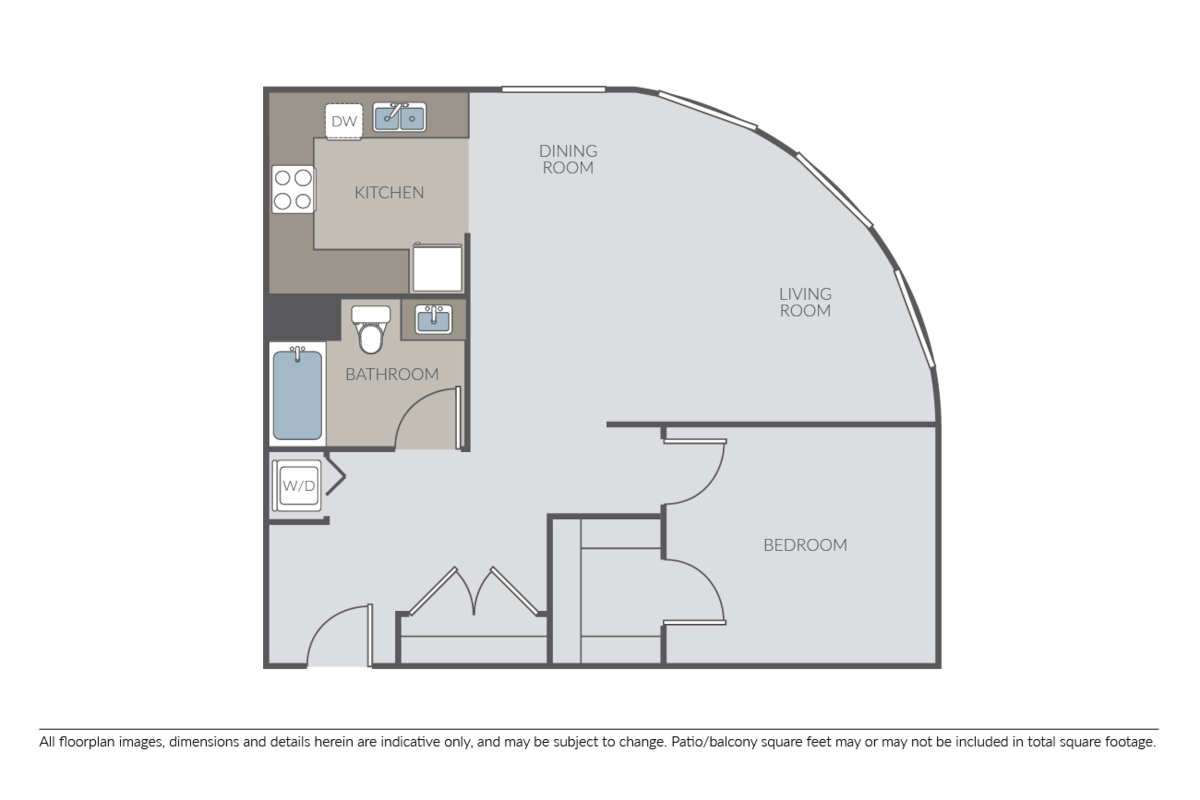Floorplan diagram for Plan A3 - 1 Bed / 1 Bath, showing 1 bedroom