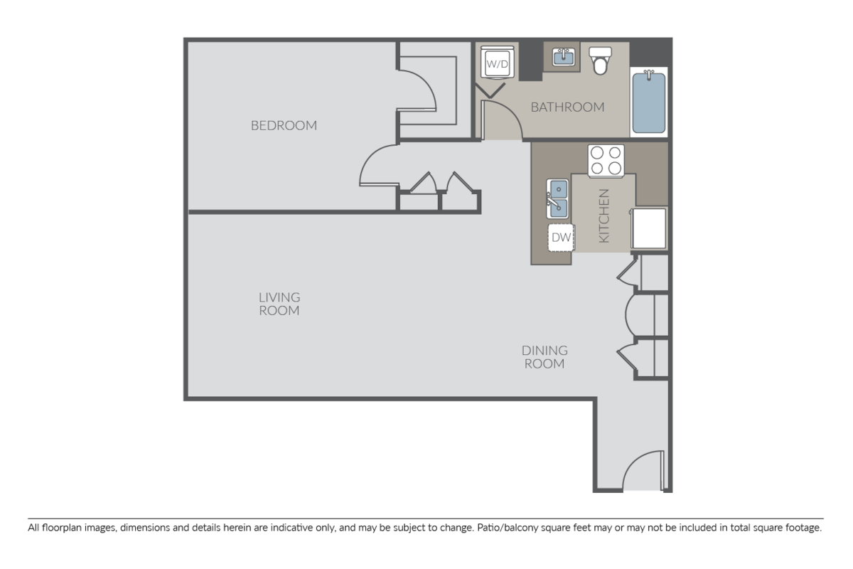 Floorplan diagram for Plan A5 - 1 Bed / 1 Bath, showing 1 bedroom