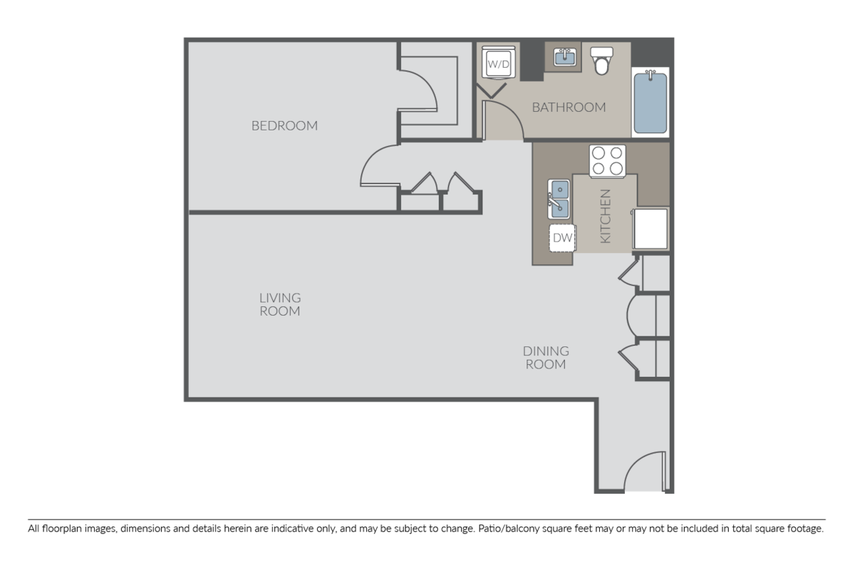 Floorplan diagram for 1 Bed 1 Bath - A5, showing 1 bedroom