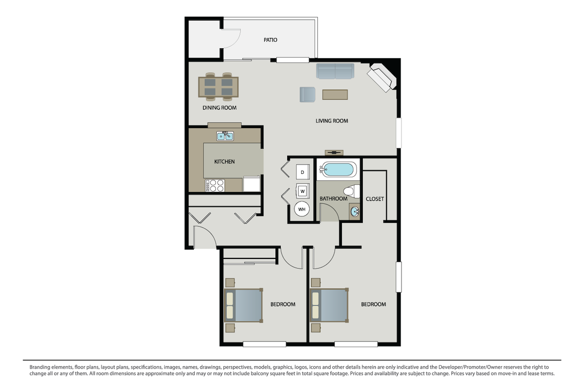 Floorplan diagram for Plan 2A, showing 2 bedroom