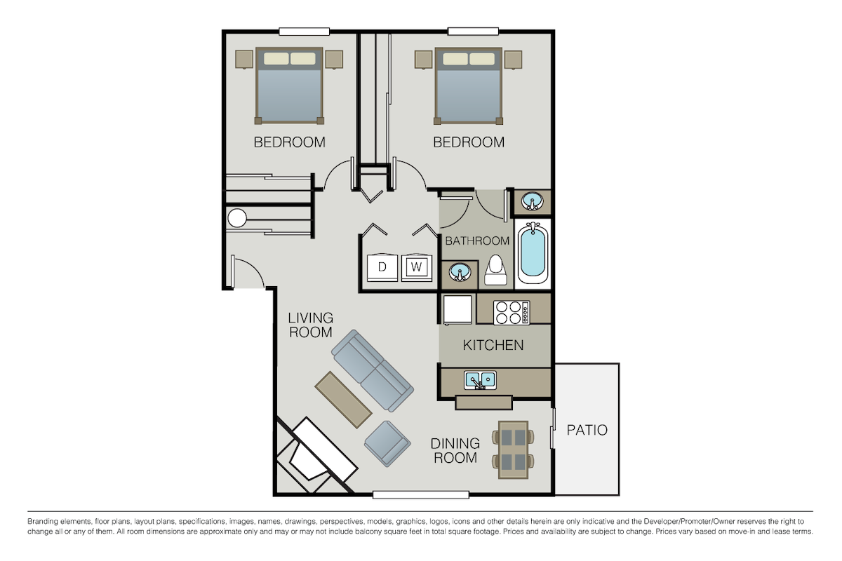 Floorplan diagram for Plan 2B, showing 2 bedroom