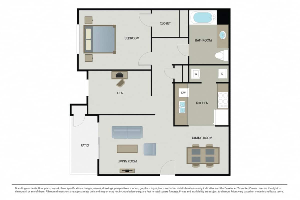 Floorplan diagram for Bella Cielo, showing 1 bedroom