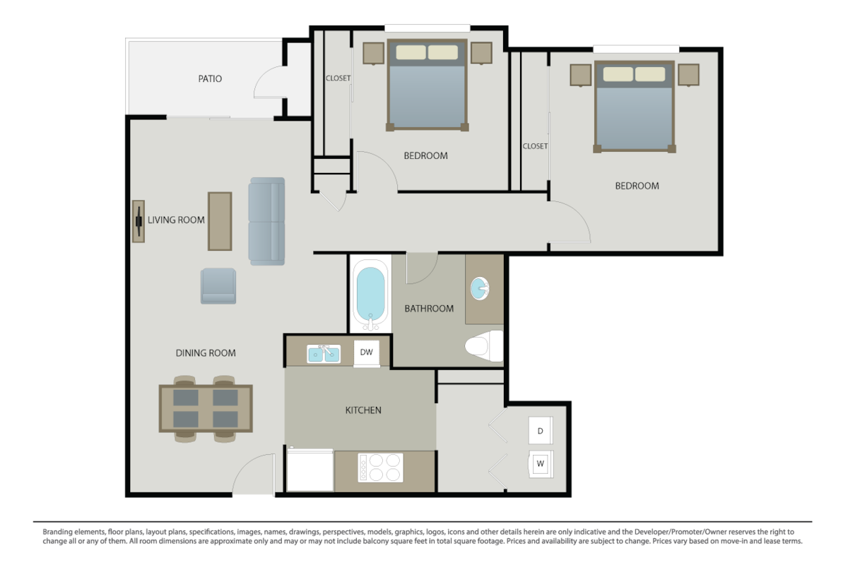 Floorplan diagram for Bella Vita, showing 2 bedroom