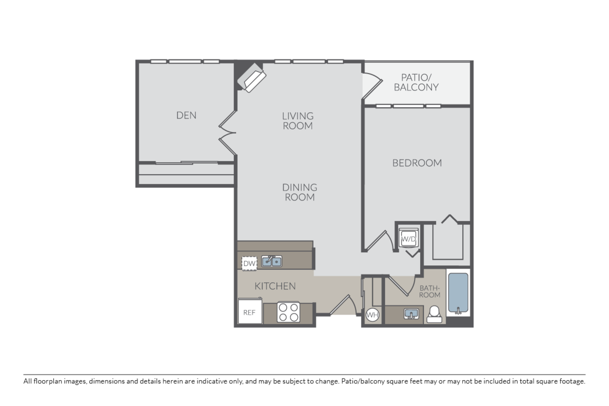 Floorplan diagram for Robinswood III w/Den, showing 1 bedroom