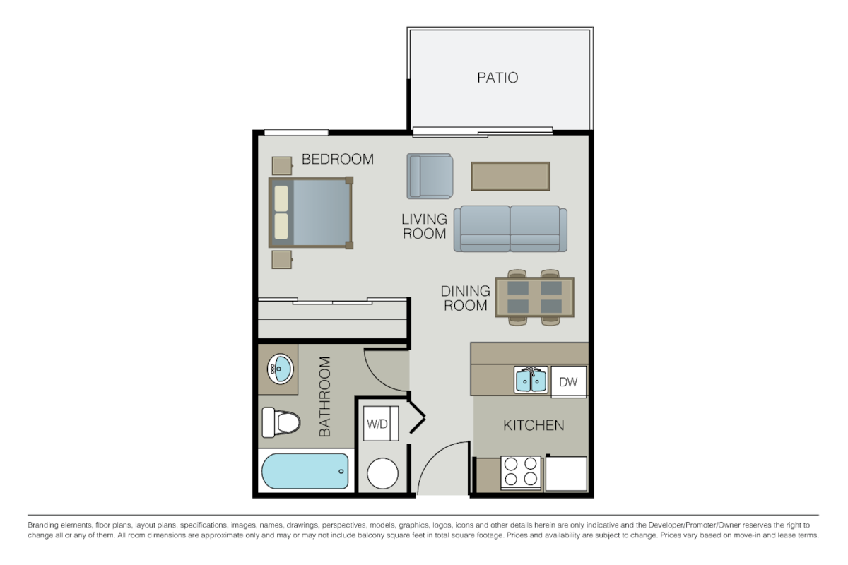 Floorplan diagram for Studio, showing Studio