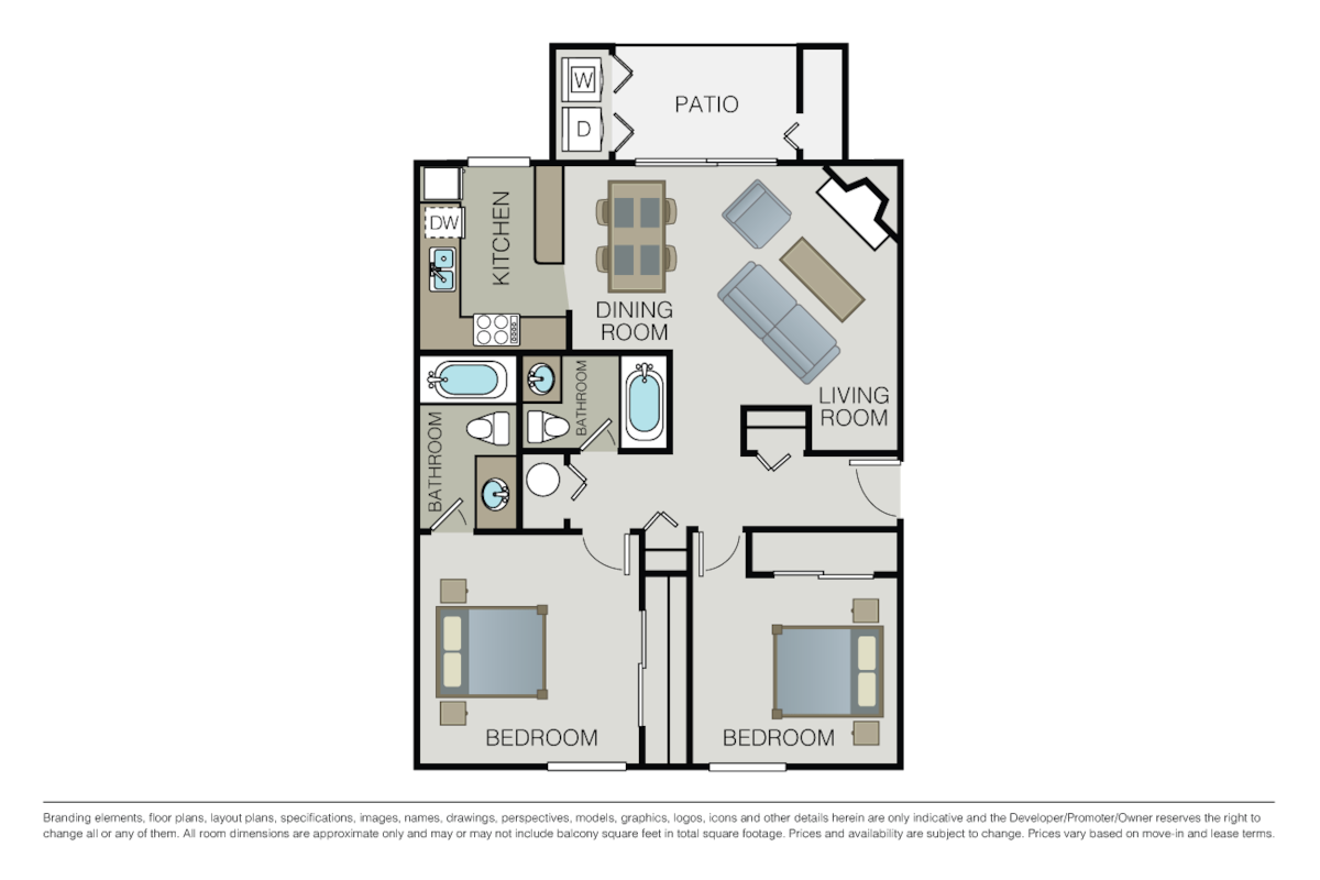 Floorplan diagram for Hawthorn, showing 2 bedroom