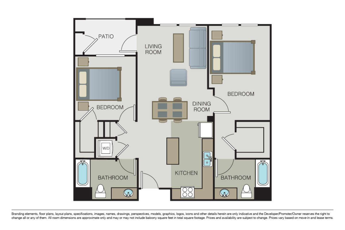 Floorplan diagram for Plan 2A, showing 2 bedroom