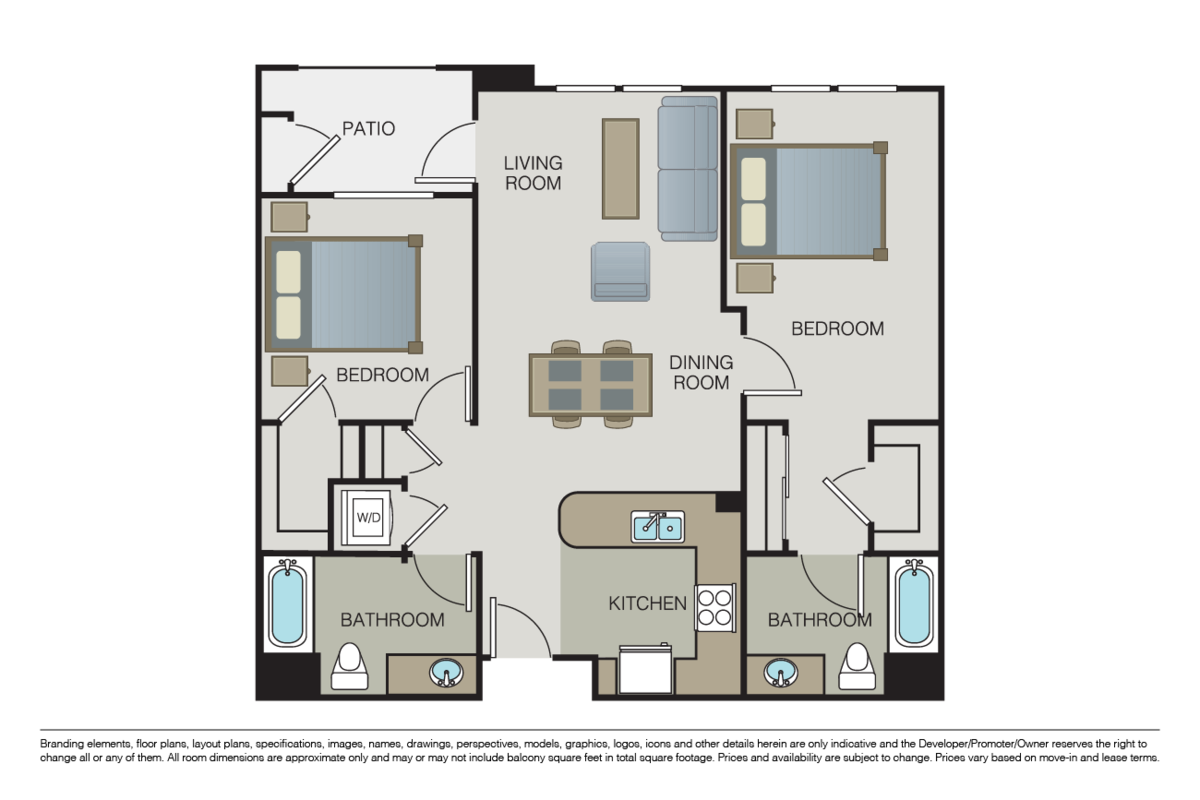 Floorplan diagram for Plan 2B, showing 2 bedroom