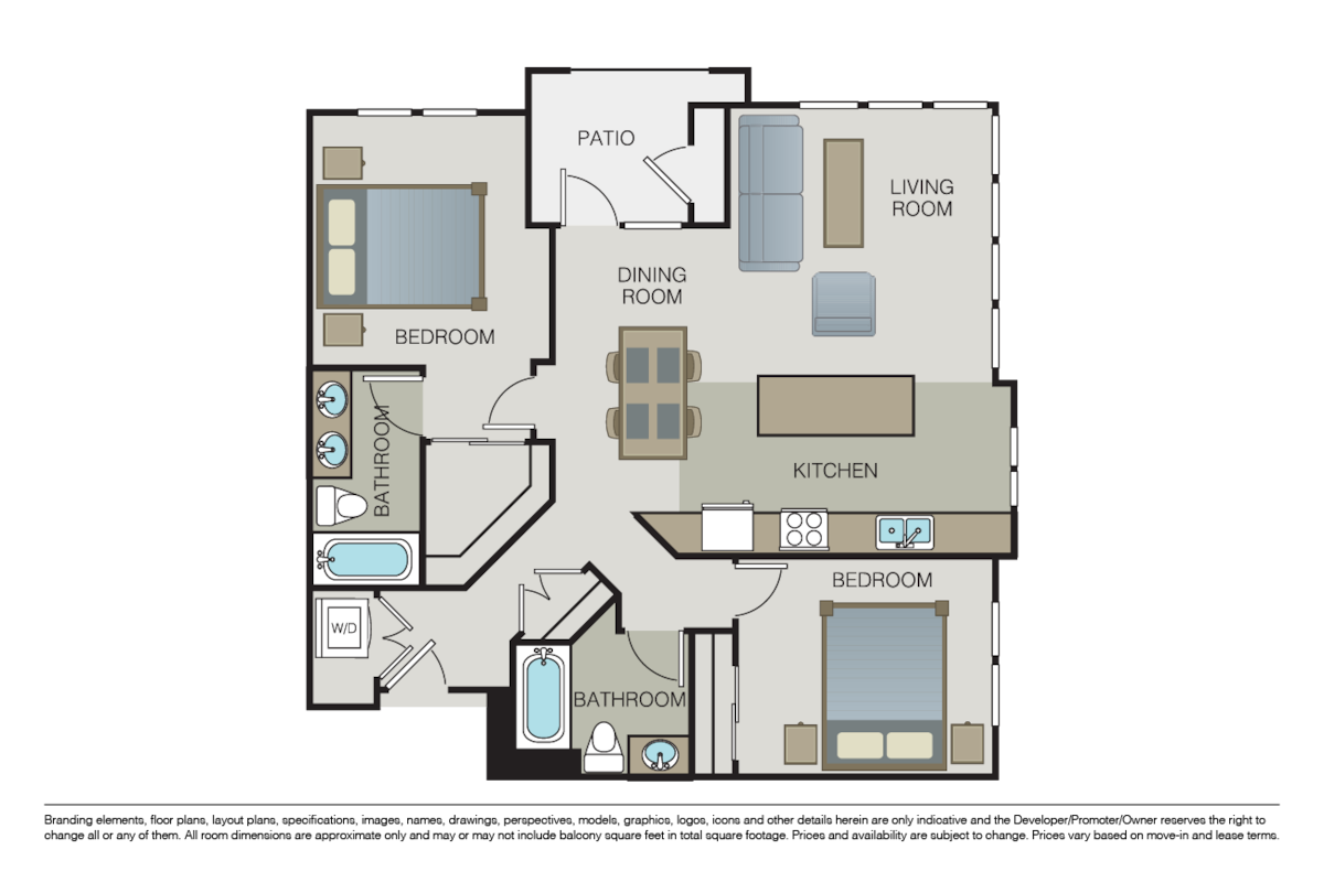 Floorplan diagram for Plan 2D, showing 2 bedroom