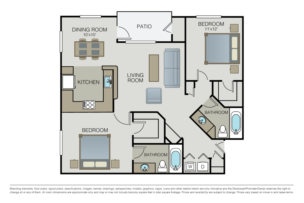 Floorplan diagram for The Monterey, showing 2 bedroom