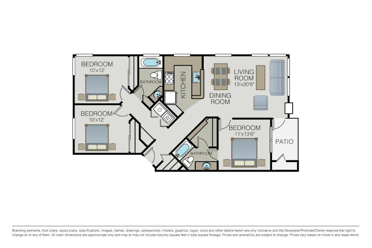 Floorplan diagram for The Saratoga, showing 3 bedroom