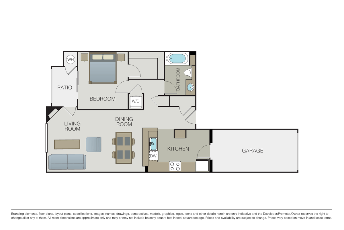 Floorplan diagram for La Messina, showing 1 bedroom