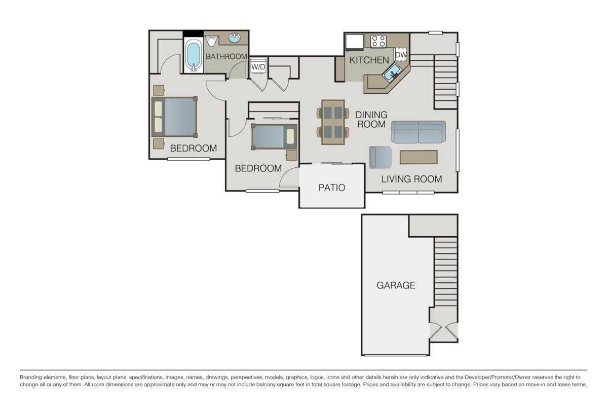 Floorplan diagram for Il Milano, showing 2 bedroom