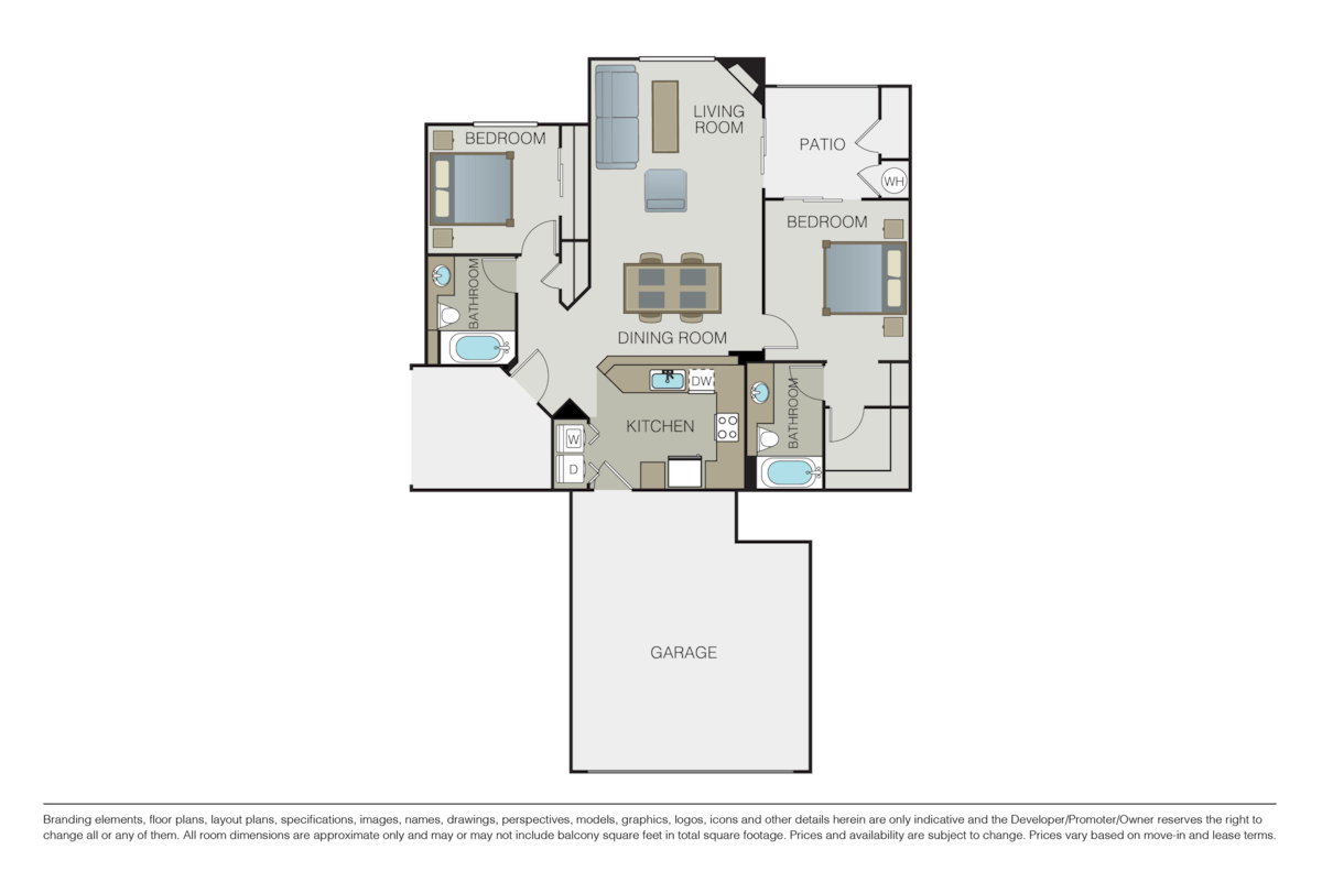 Floorplan diagram for La Florenza, showing 2 bedroom