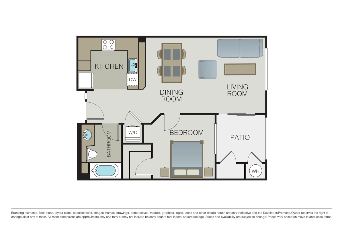 Floorplan diagram for La Spezia, showing 1 bedroom