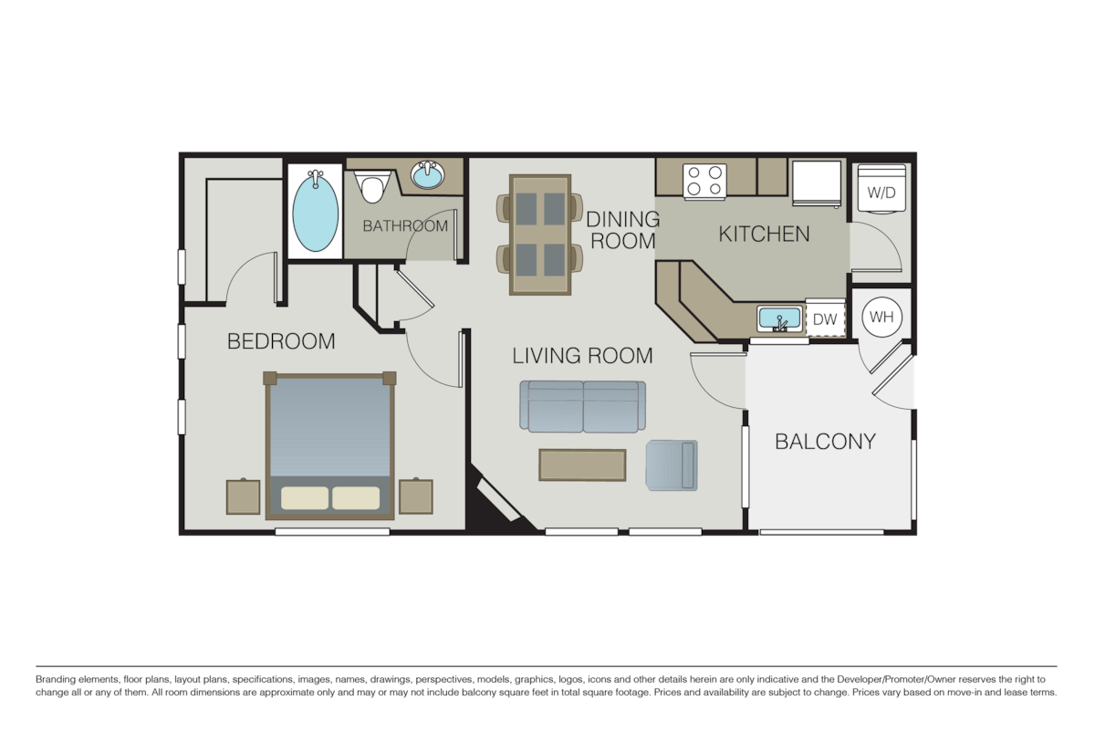 Floorplan diagram for La Verona, showing 1 bedroom
