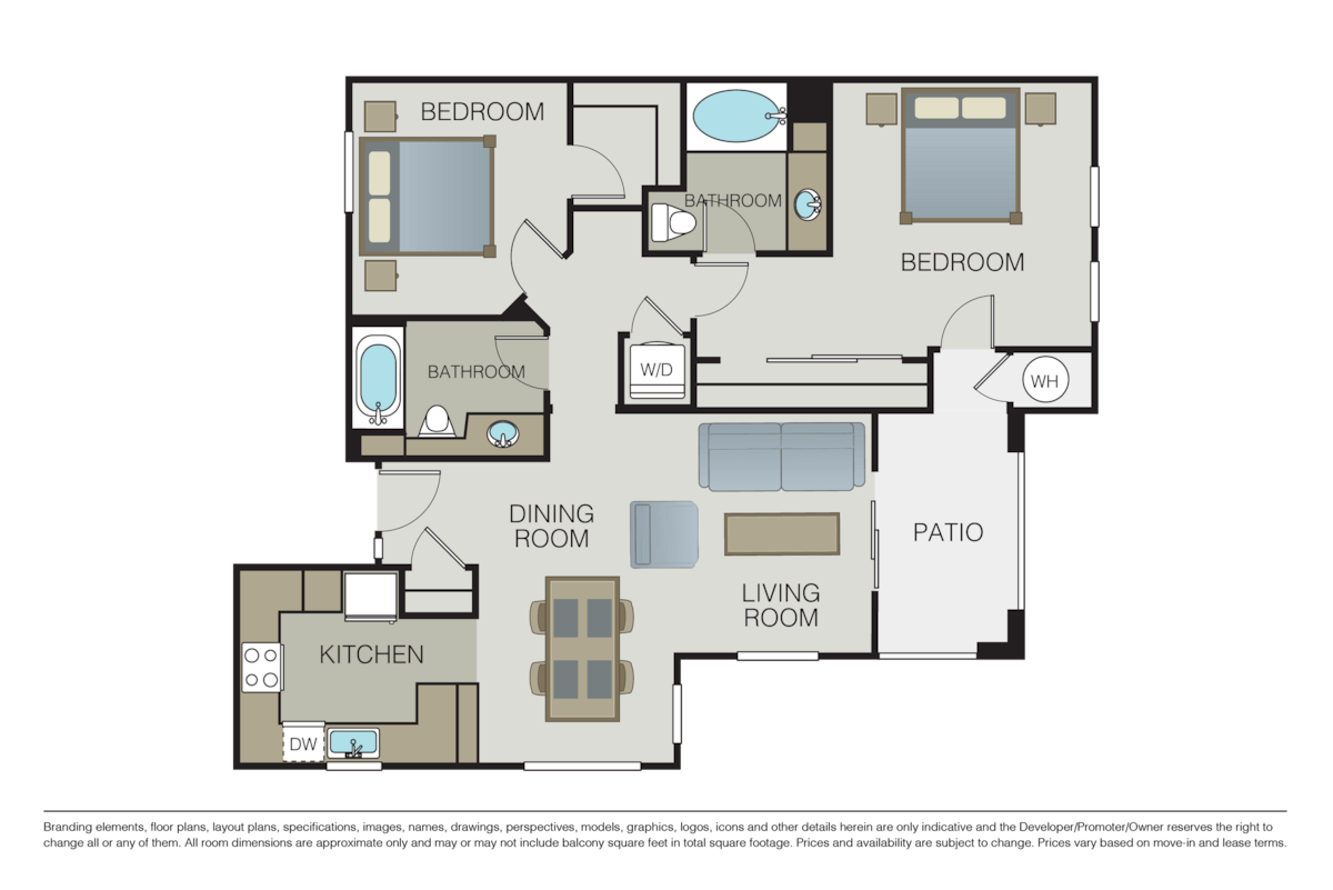 Floorplan diagram for La Catania, showing 2 bedroom
