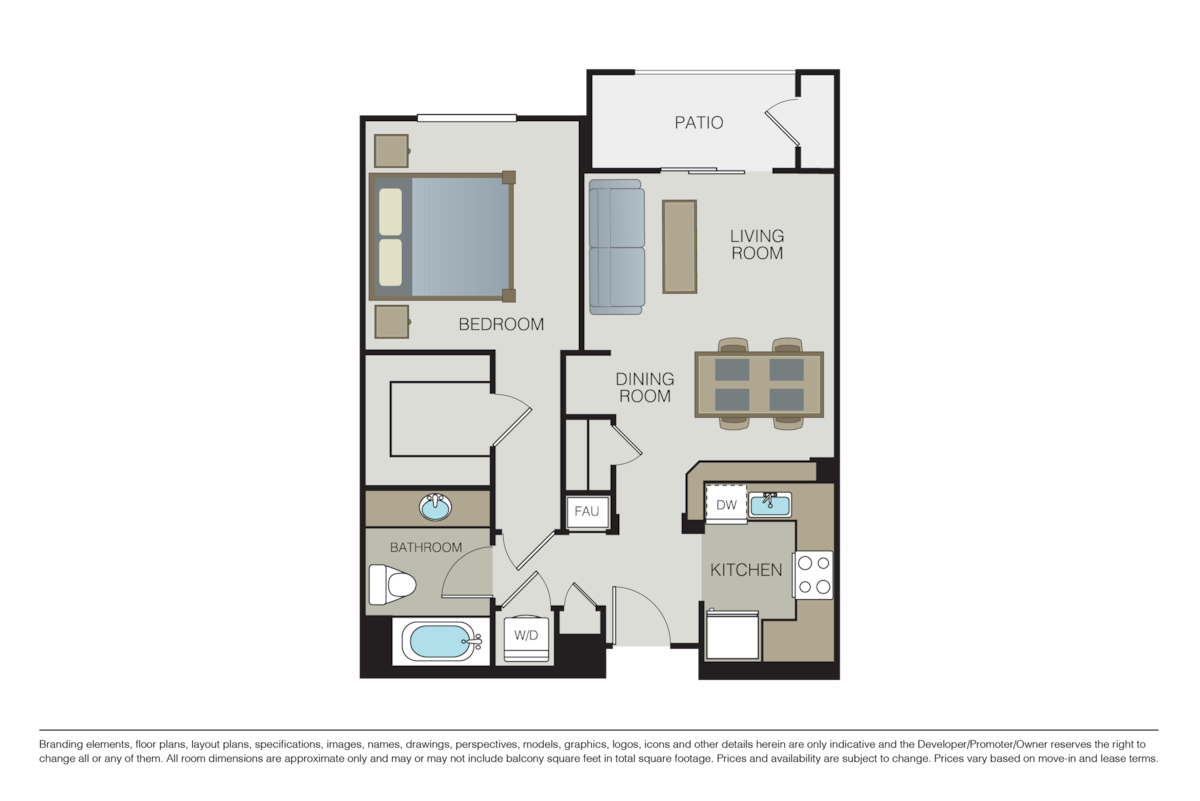 Floorplan diagram for Il Greco, showing 1 bedroom