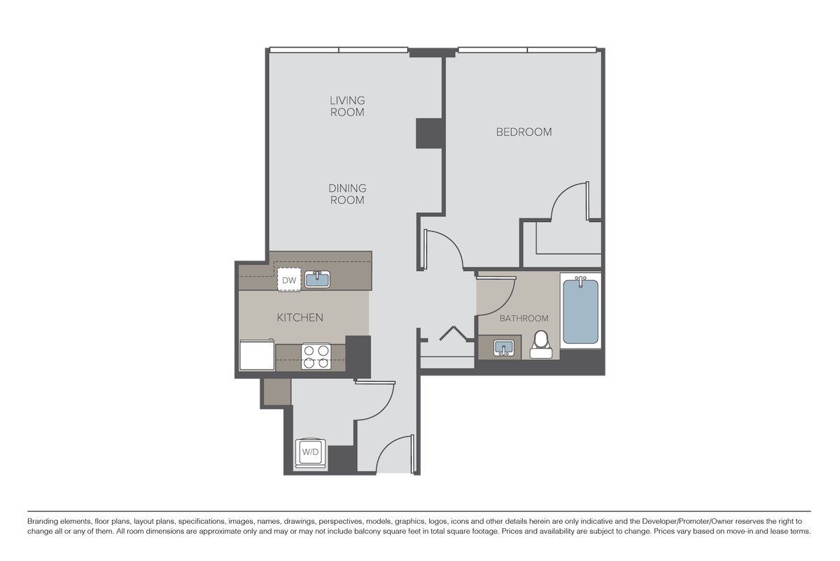 Floorplan diagram for Plan 1B, showing 1 bedroom