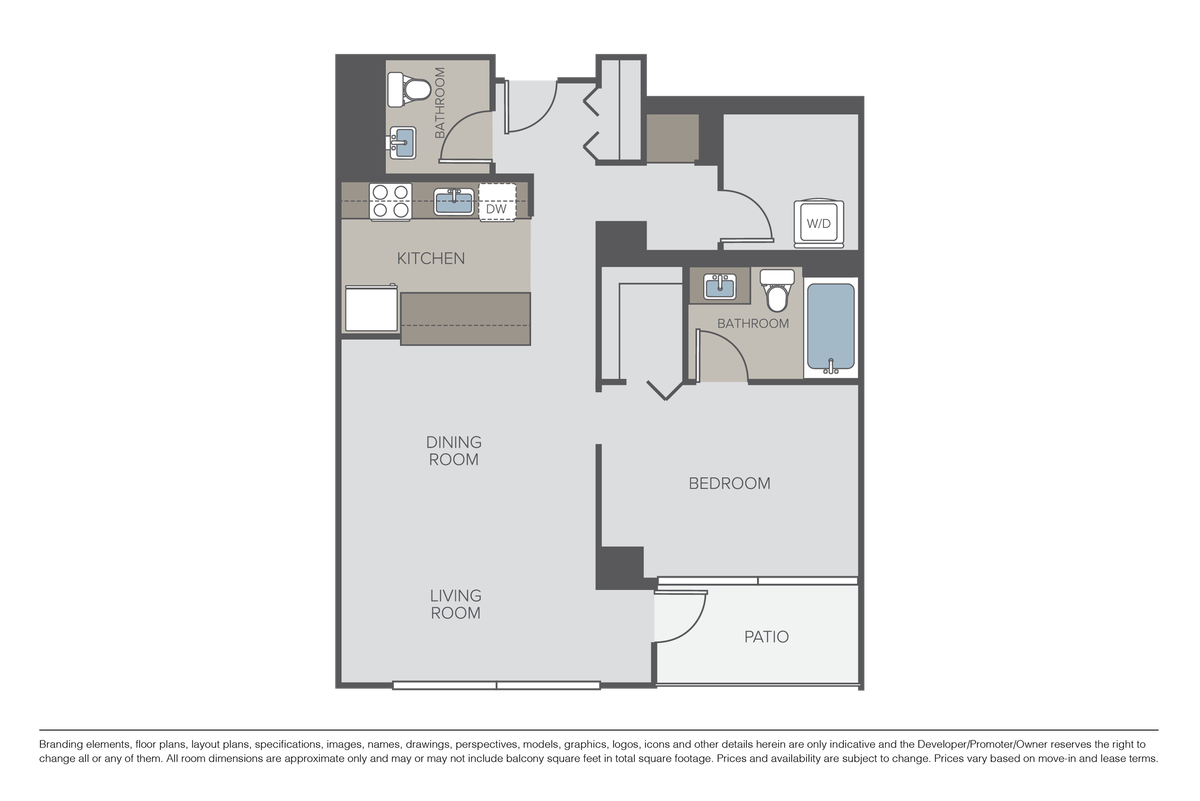 Floorplan diagram for Plan 1H, showing 1 bedroom
