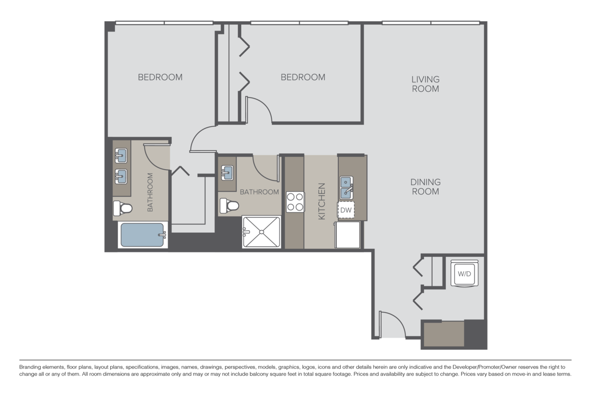 Floorplan diagram for Plan 2A, showing 2 bedroom