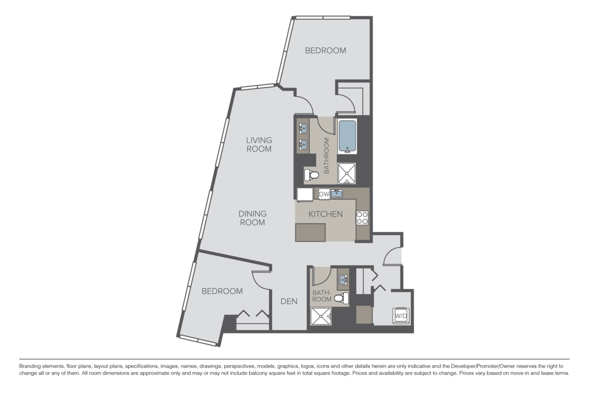 Floorplan diagram for Plan 2I + Den, showing 2 bedroom