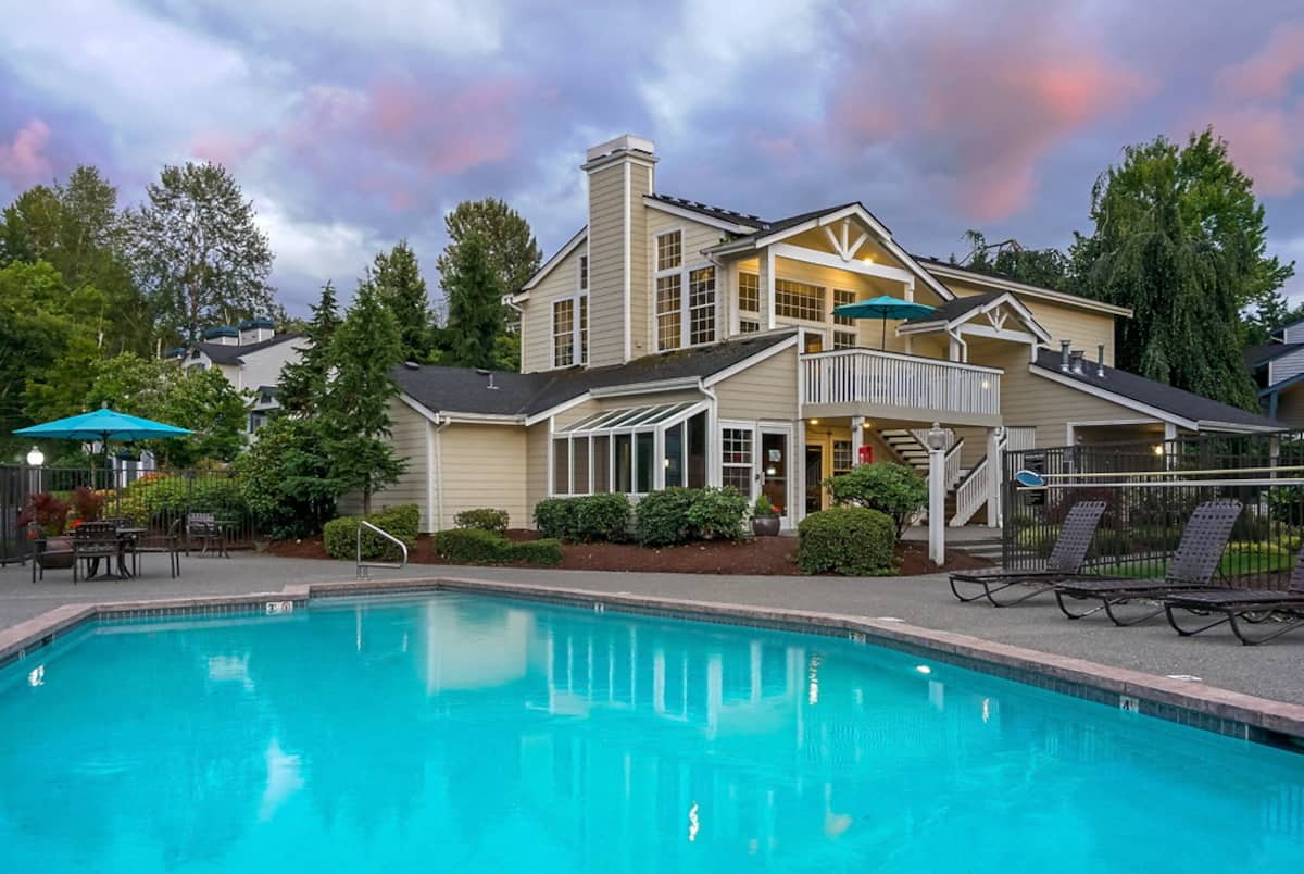 Exterior of Shadowbrook, an Airbnb-friendly apartment in Redmond, WA