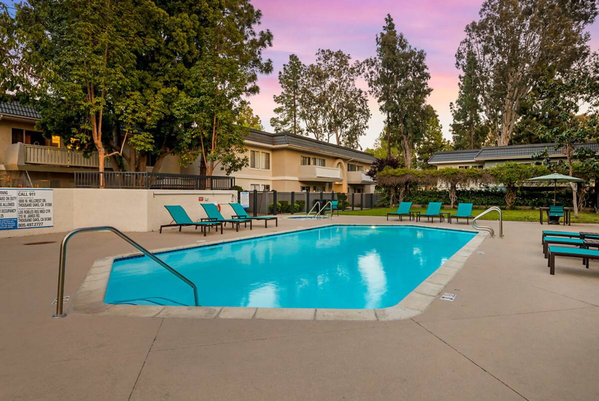 Exterior of Hillcrest Park, an Airbnb-friendly apartment in Newbury Park, CA