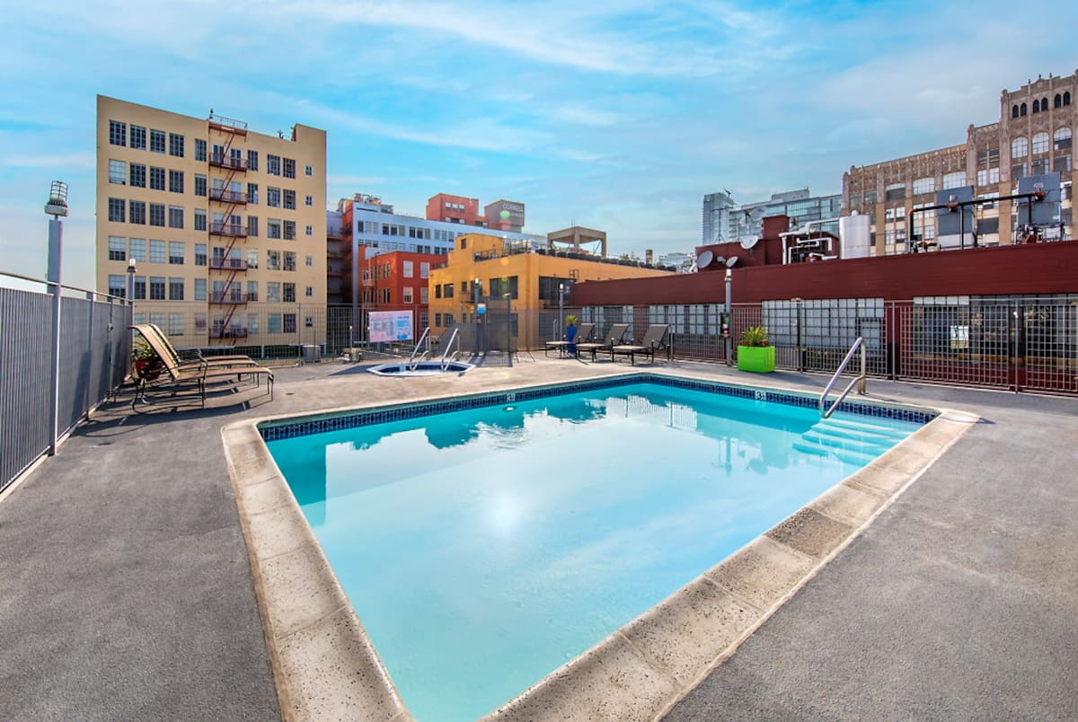 Exterior of Santee Court, an Airbnb-friendly apartment in Los Angeles, CA