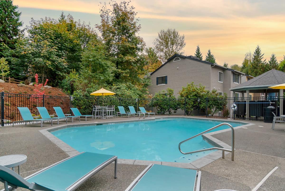 Exterior of Emerald Ridge, an Airbnb-friendly apartment in Bellevue, WA