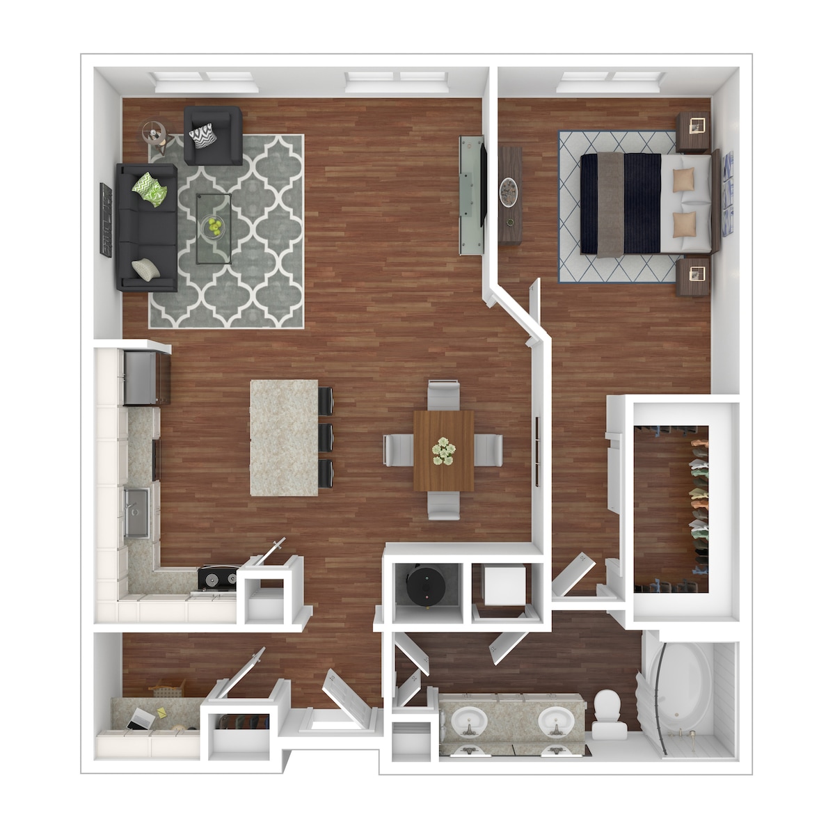 Floorplan diagram for The Broadway, showing 1 bedroom