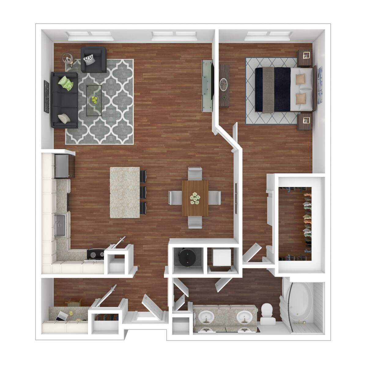 Floorplan diagram for The Broadway, showing 1 bedroom