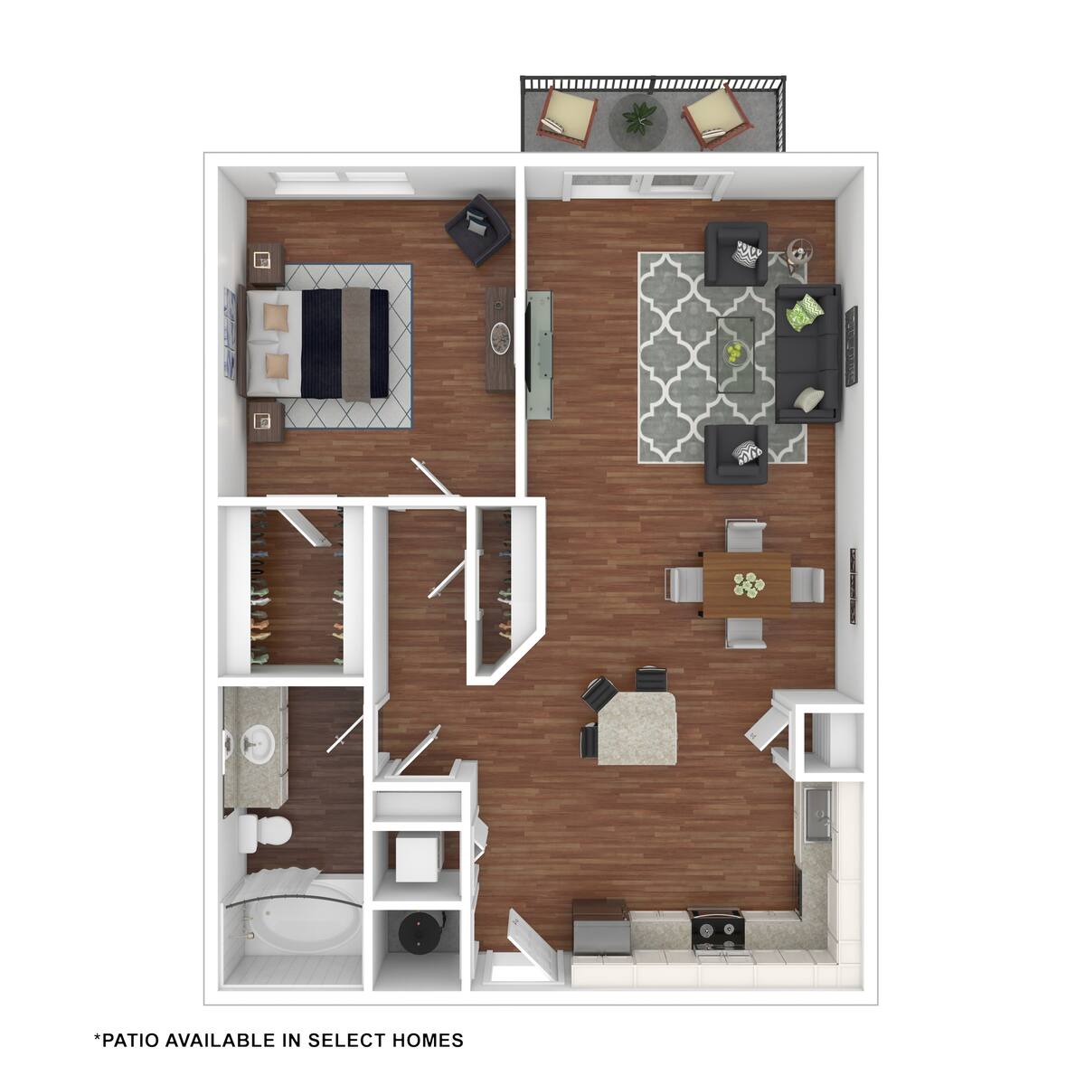 Floorplan diagram for The LoDo, showing 1 bedroom