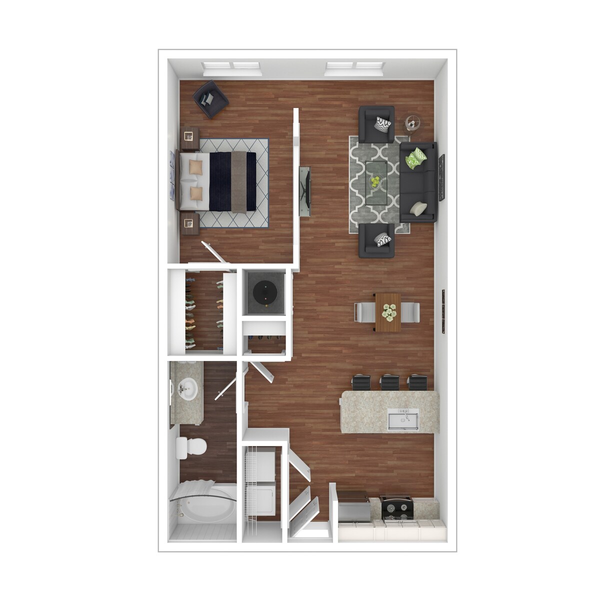 Floorplan diagram for The RiNo, showing Studio