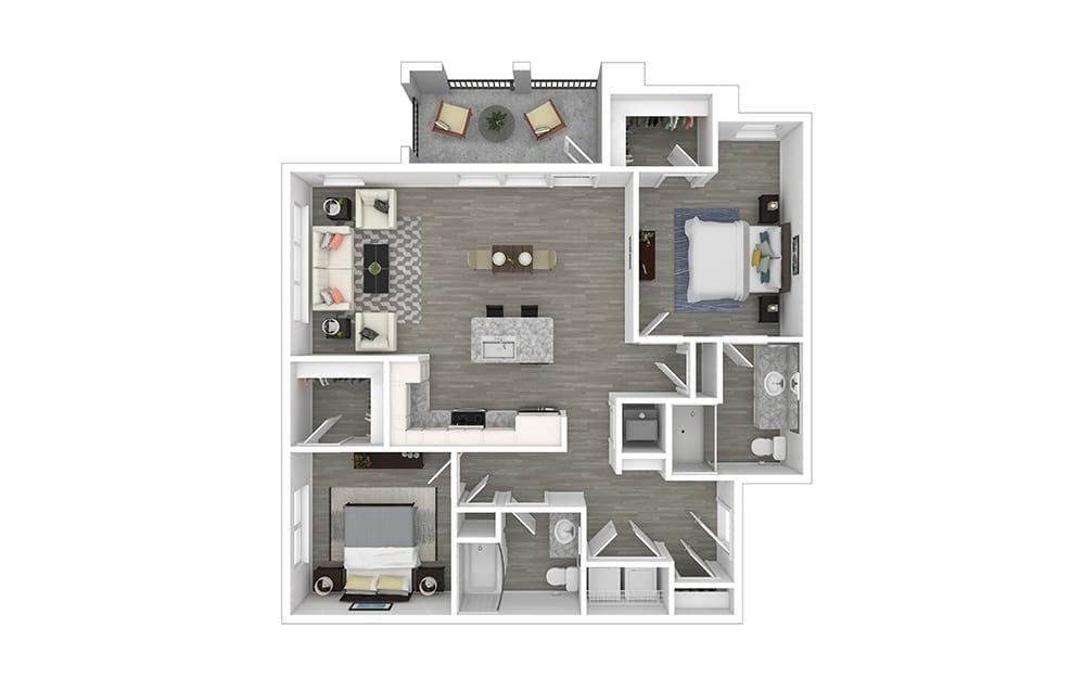 Floorplan diagram for Mulligan, showing 2 bedroom