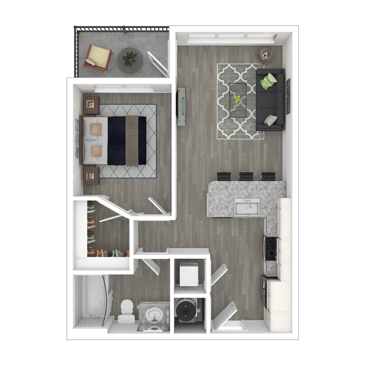 Diagram ng floorplan para sa Alafaya, na nagpapakita ng 1 kuwarto