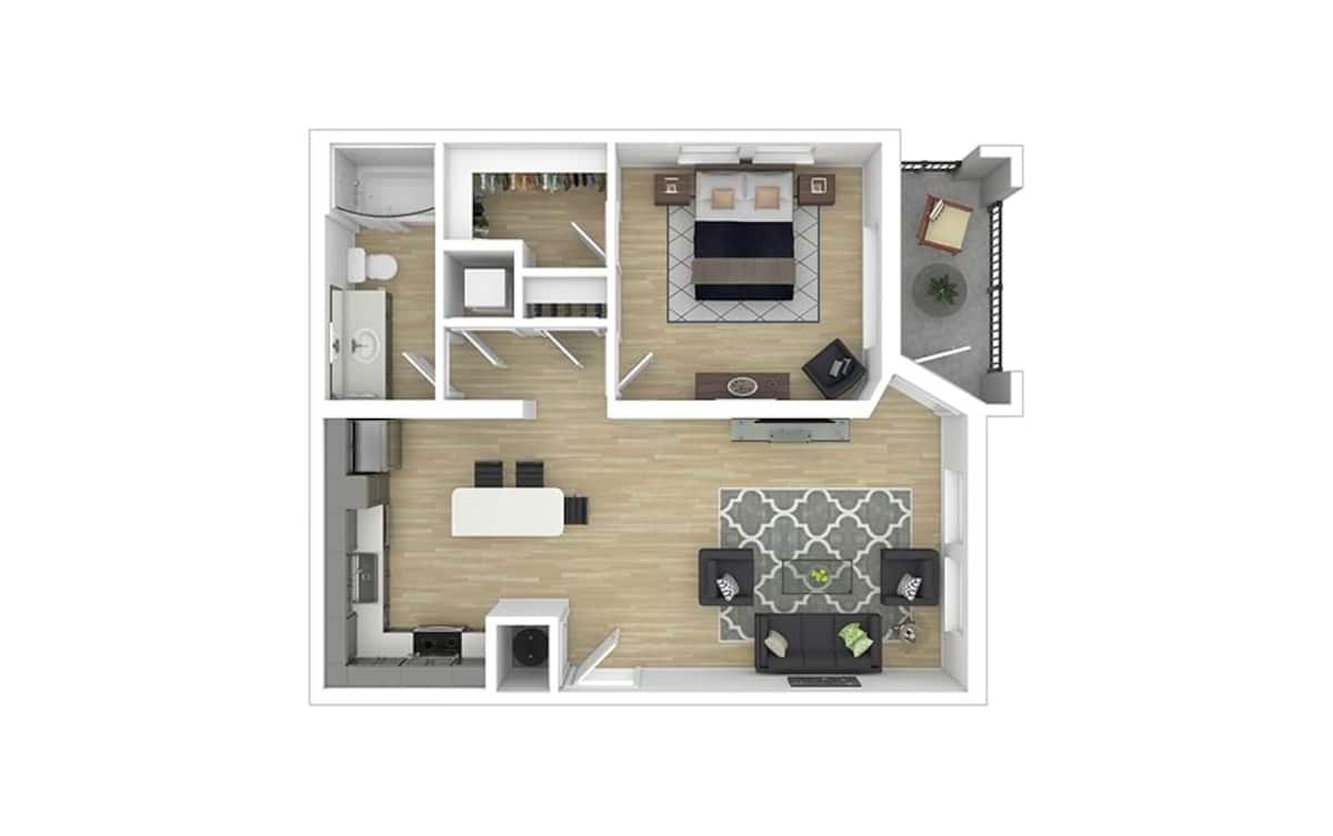 Floorplan diagram for Clematis, showing 1 bedroom