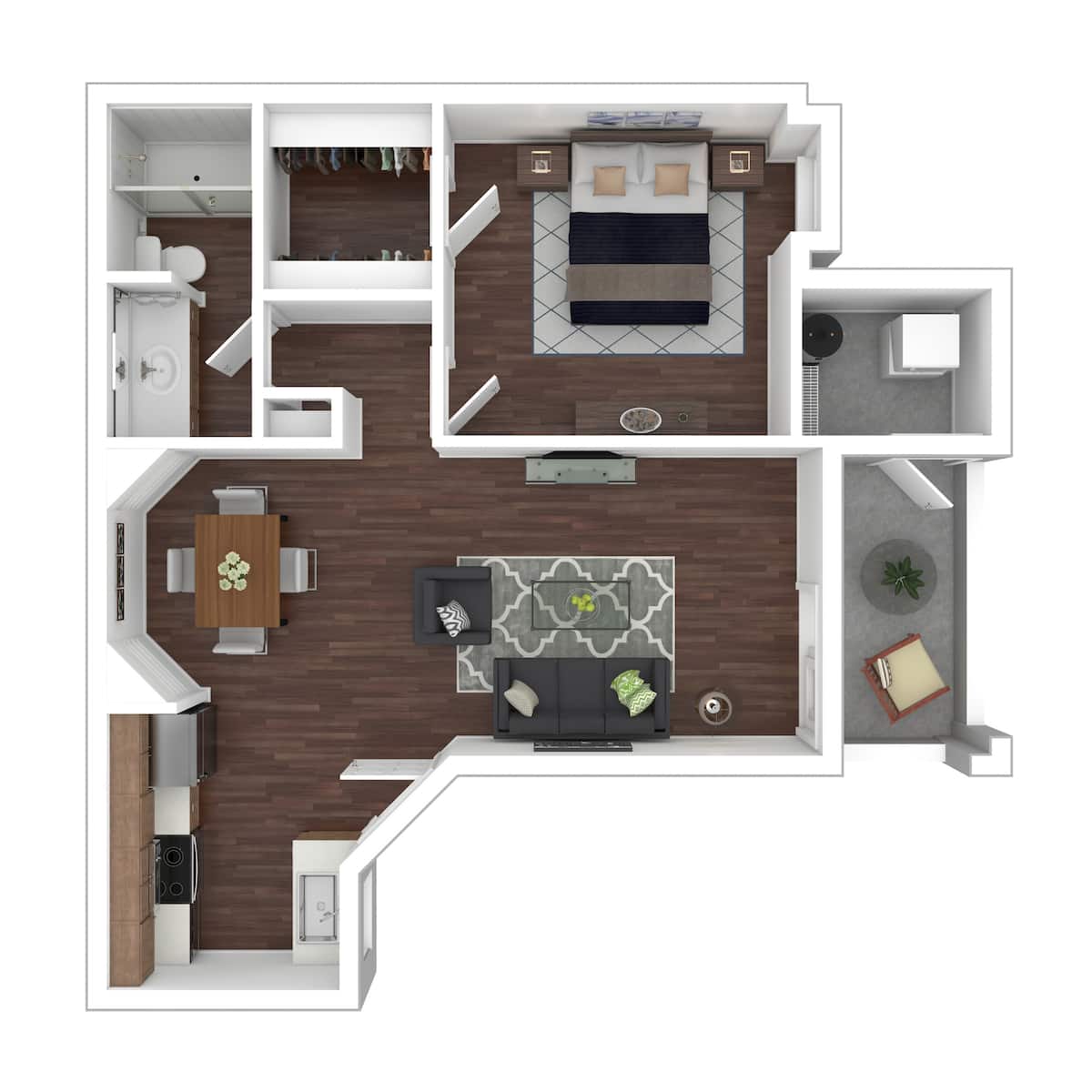 Floorplan diagram for Quartz, showing 1 bedroom