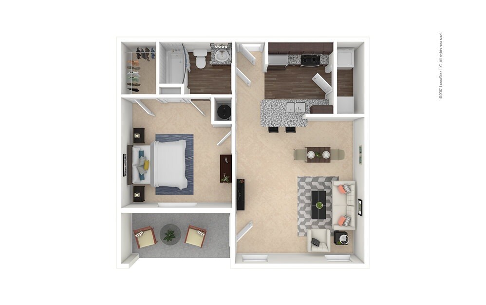 Floorplan diagram for A1 - Bluebonnet, showing 1 bedroom