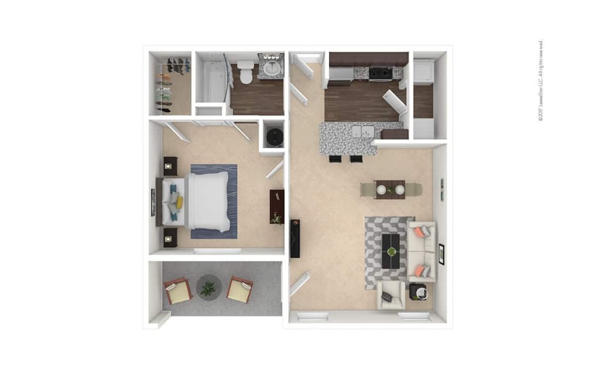 Floorplan diagram for A1 - Bluebonnet, showing 1 bedroom