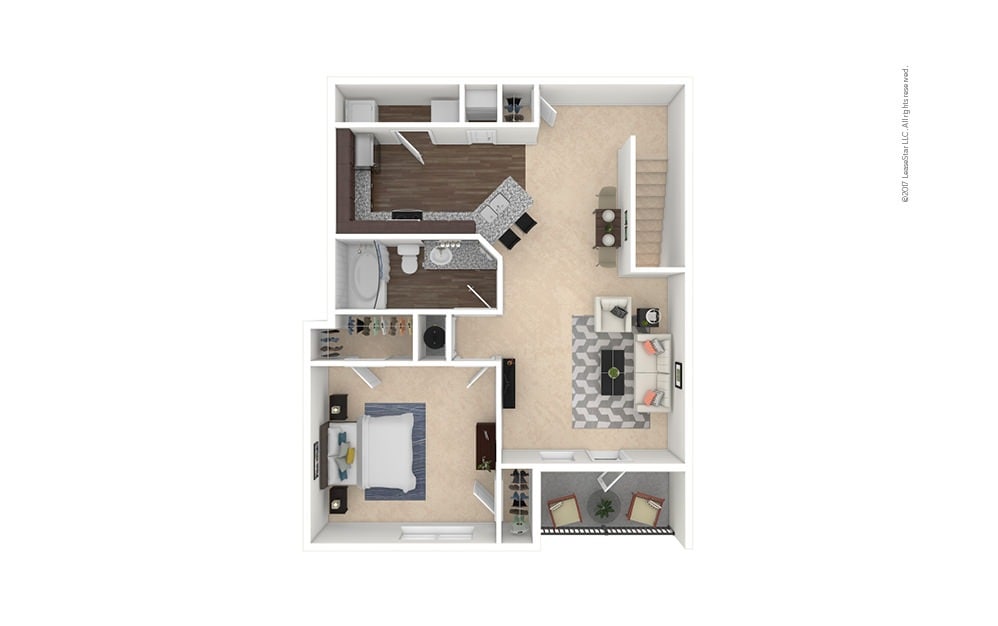 Floorplan diagram for A3A-A4A - Fort Bend I, II, showing 1 bedroom