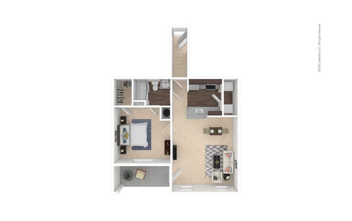 Floorplan diagram for A1A – Brunswick, showing 1 bedroom
