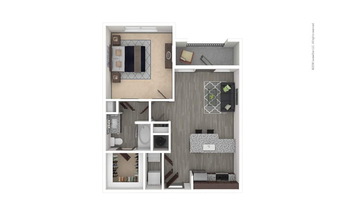 Floorplan diagram for Almeda, showing 1 bedroom